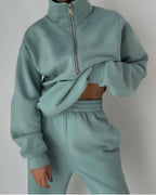 Premium Luxe Collection Limited Loungewear Set Quarter Zip Top And Elasticated Trousers