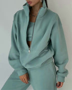 Premium Luxe Collection Limited Loungewear Set Quarter Zip Top And Elasticated Trousers