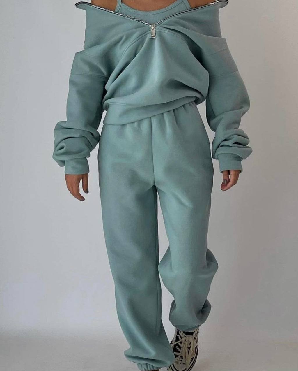 Premium Luxe Collection Limited Loungewear Set Quarter Zip Top And Elasticated Trousers