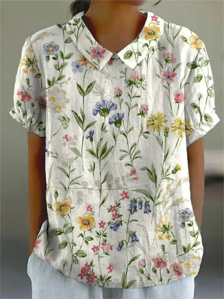 Floral Collection Blouse With Peter Pan Collar Timeless Craftsmanship Limited Run