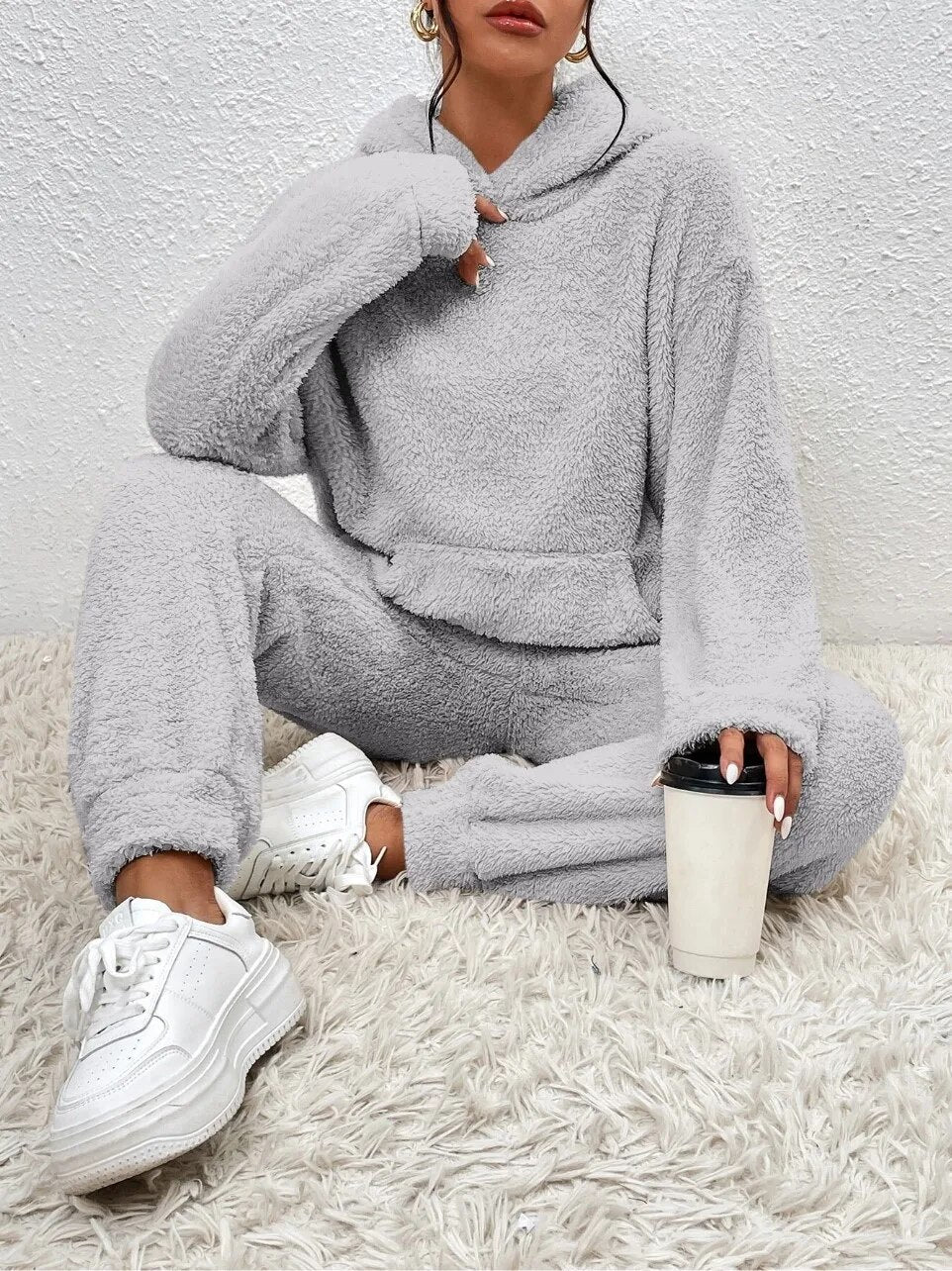 Cocoon Collection Women's Plush Fleece Loungewear Set Hoodie And Joggers Limited Run