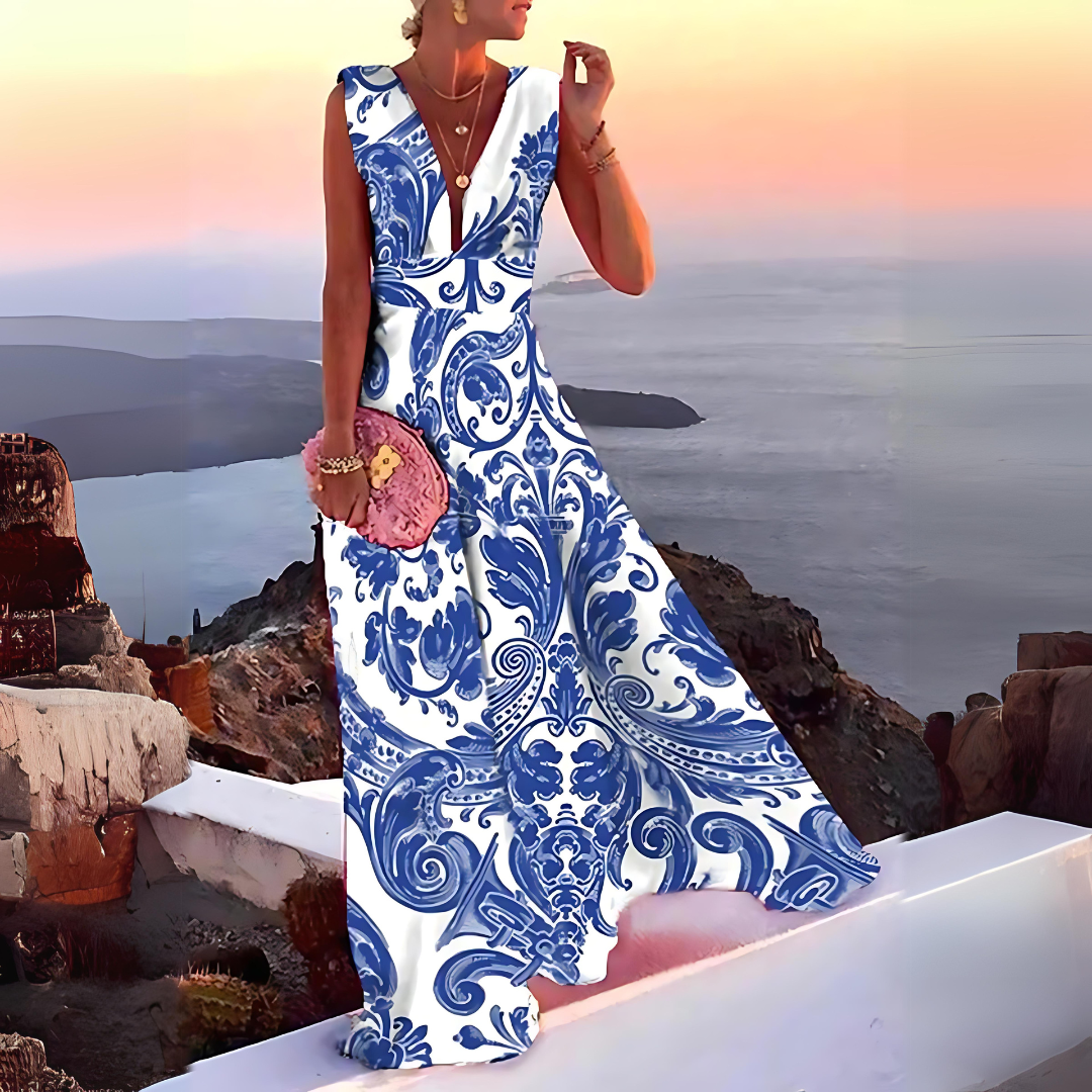 Silk Blend Sleeveless Printed Dress Luxe Collection Limited Edition Timeless Elegance