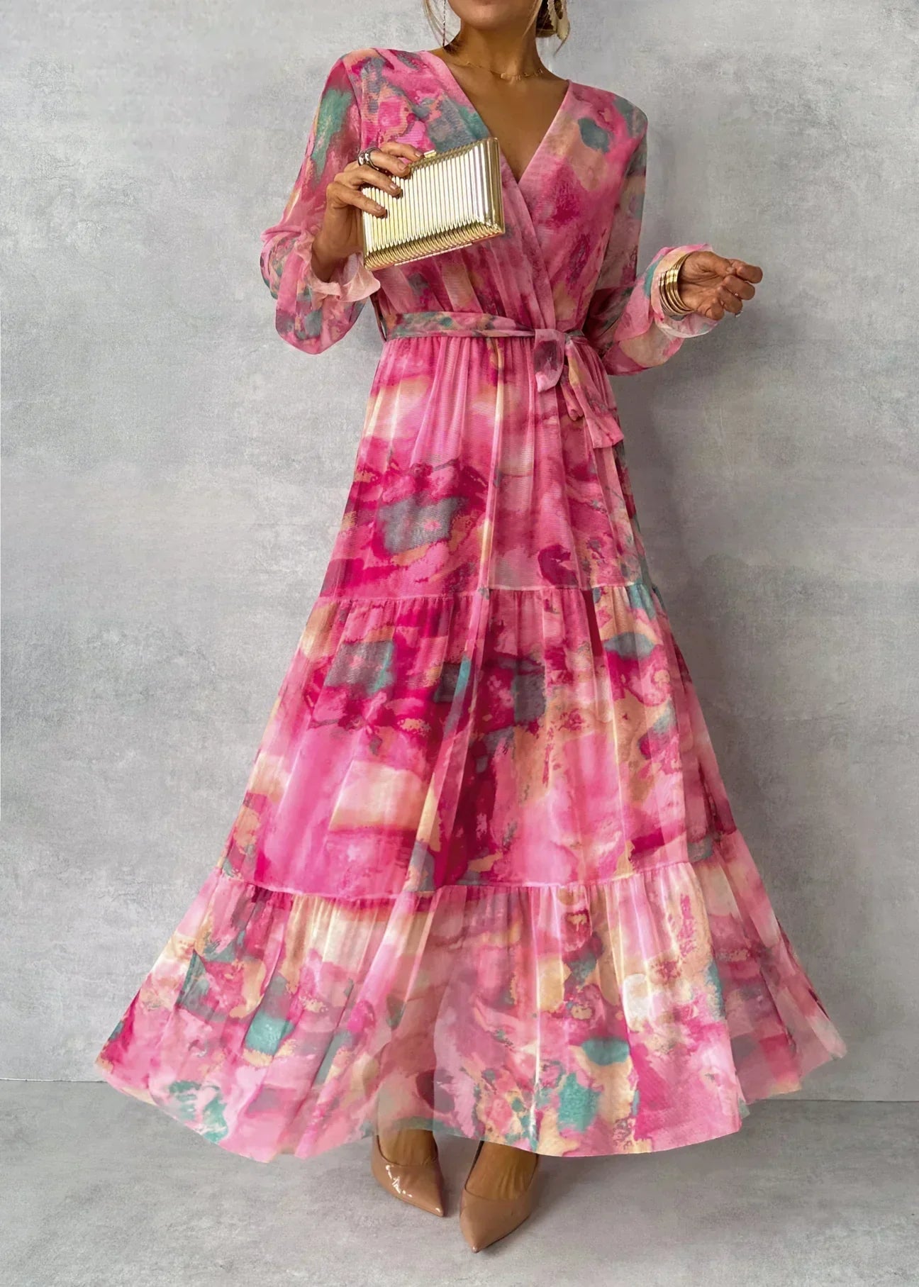 Luxe Jersey Collection Pink Long Sleeve Dress For Women Limited Run Exclusive