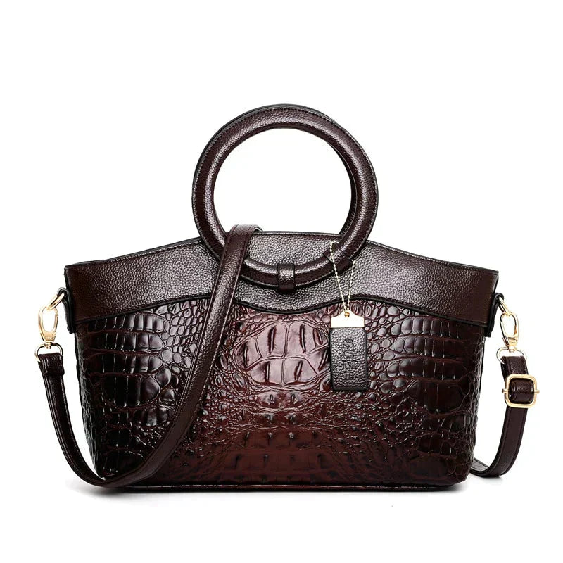 Crocodile Motif Leather Handbag Luxury Collection Limited Edition Heritage Craft