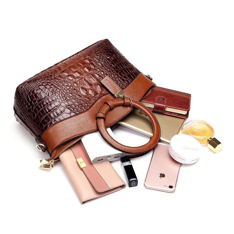 Crocodile Motif Leather Handbag Luxury Collection Limited Edition Heritage Craft
