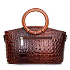 Crocodile Motif Leather Handbag Luxury Collection Limited Edition Heritage Craft