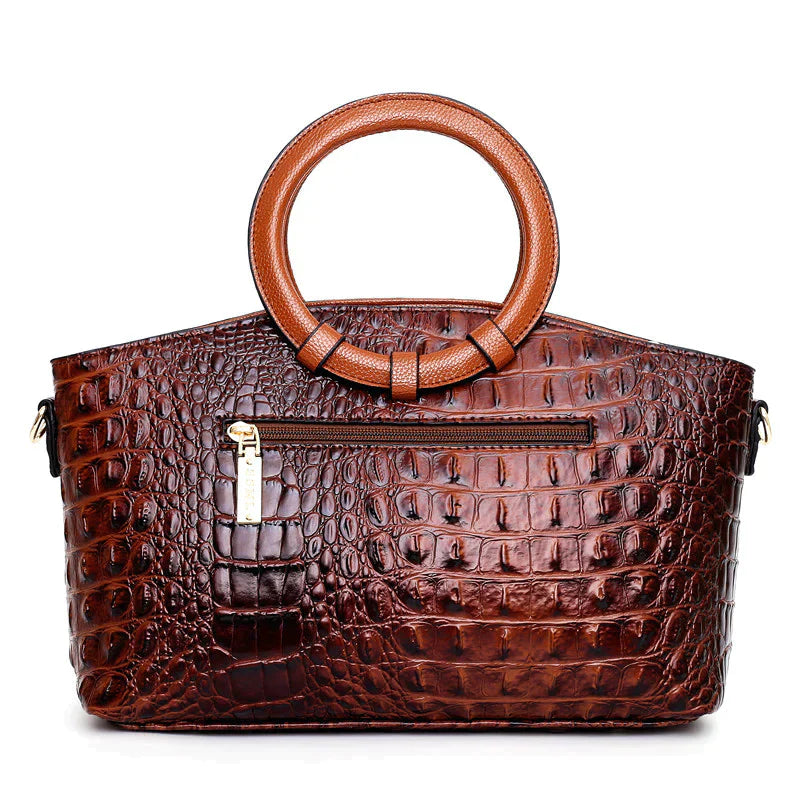 Crocodile Motif Leather Handbag Luxury Collection Limited Edition Heritage Craft