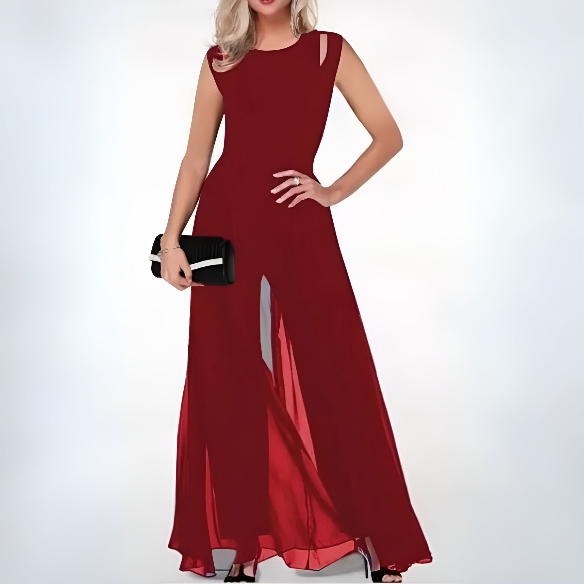 Crepe Sleeveless Wide Leg Jumpsuit Summer Collection Exclusive Refinement