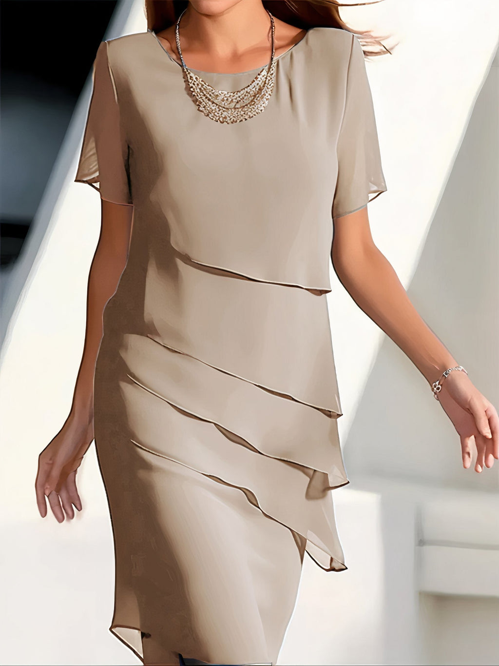 Luxe Collection Tiered Chiffon Dress Exclusive Timeless Elegance Quiet Luxury