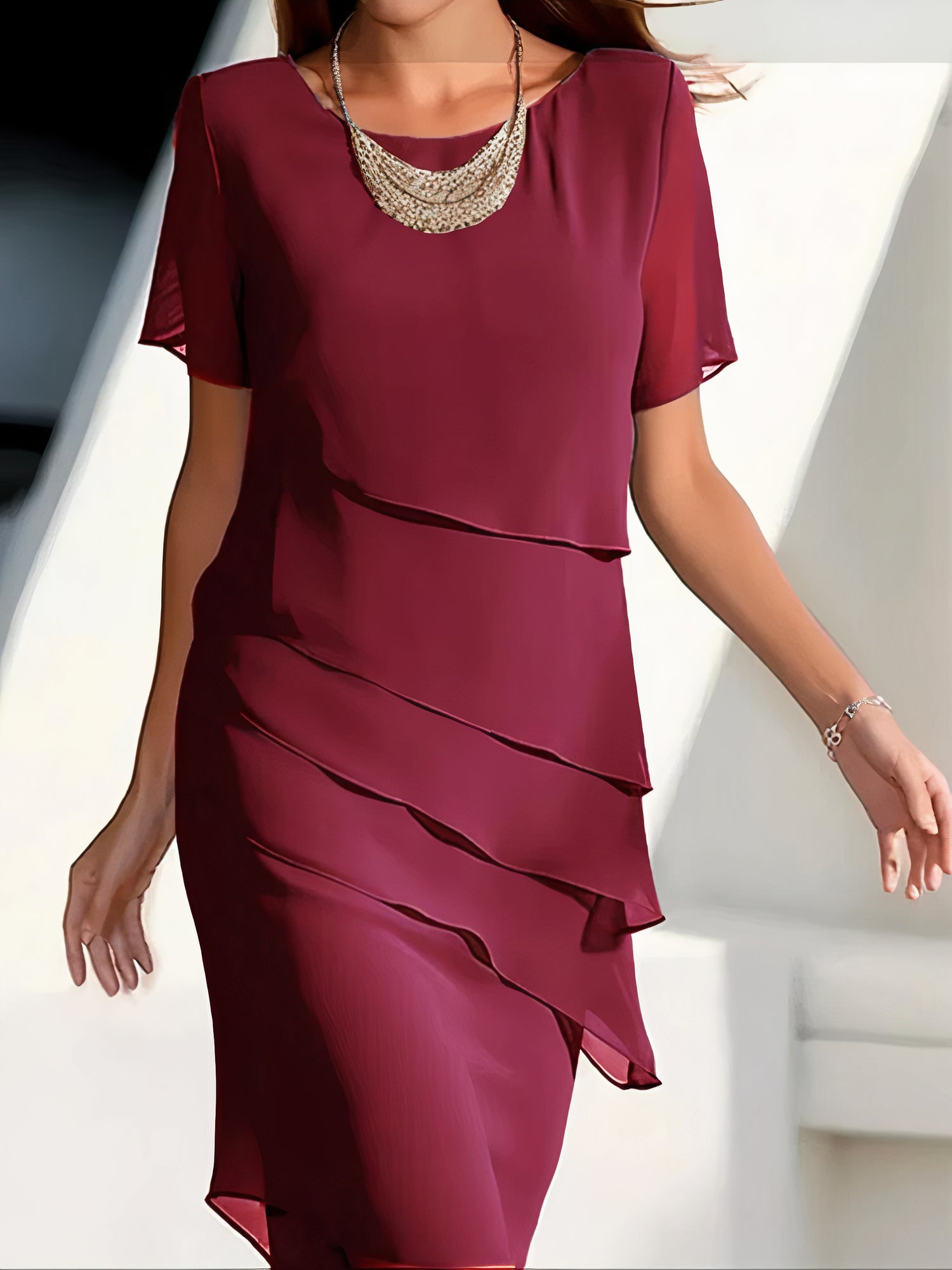 Luxe Collection Tiered Chiffon Dress Exclusive Timeless Elegance Quiet Luxury