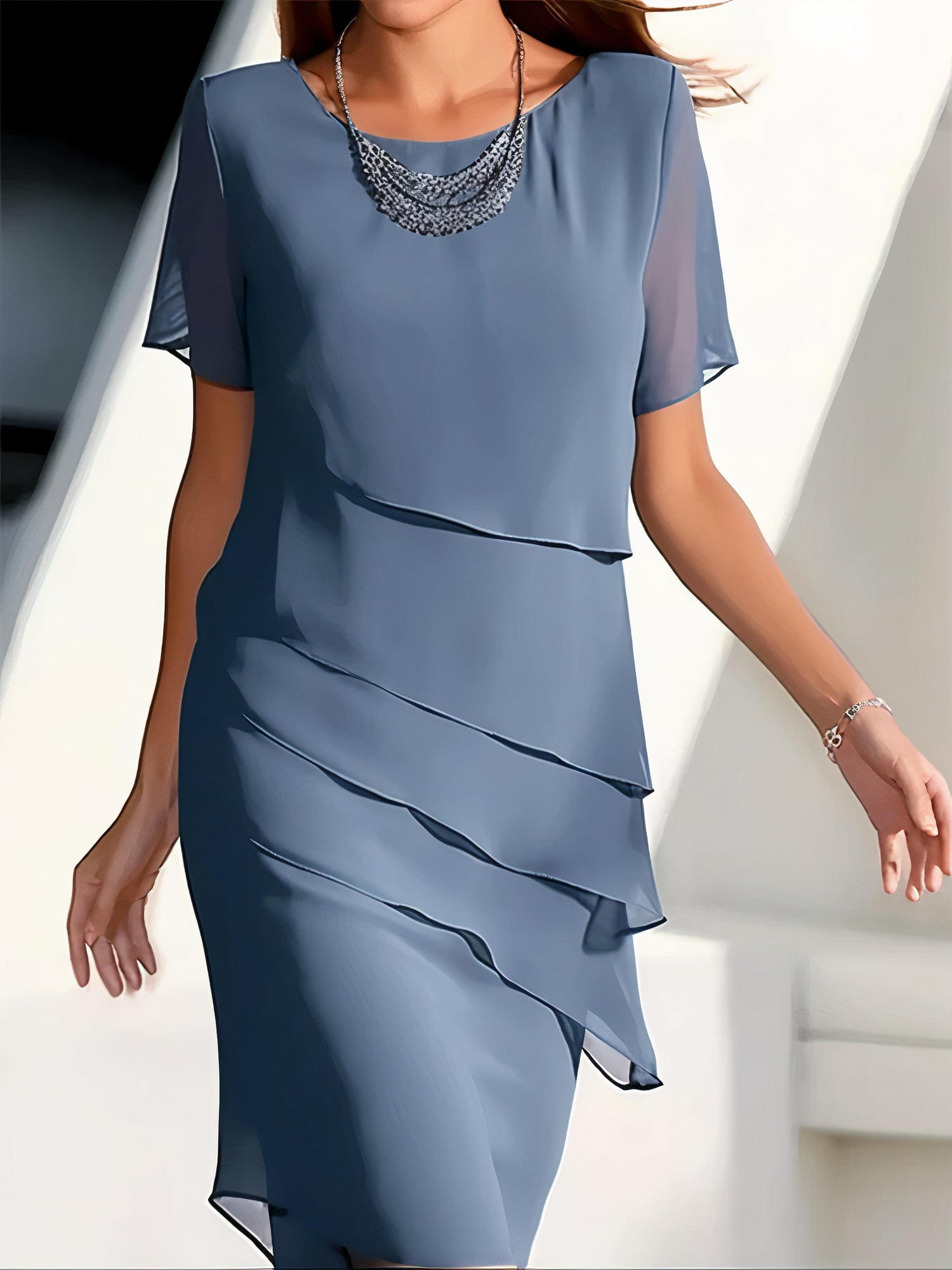 Luxe Collection Tiered Chiffon Dress Exclusive Timeless Elegance Quiet Luxury