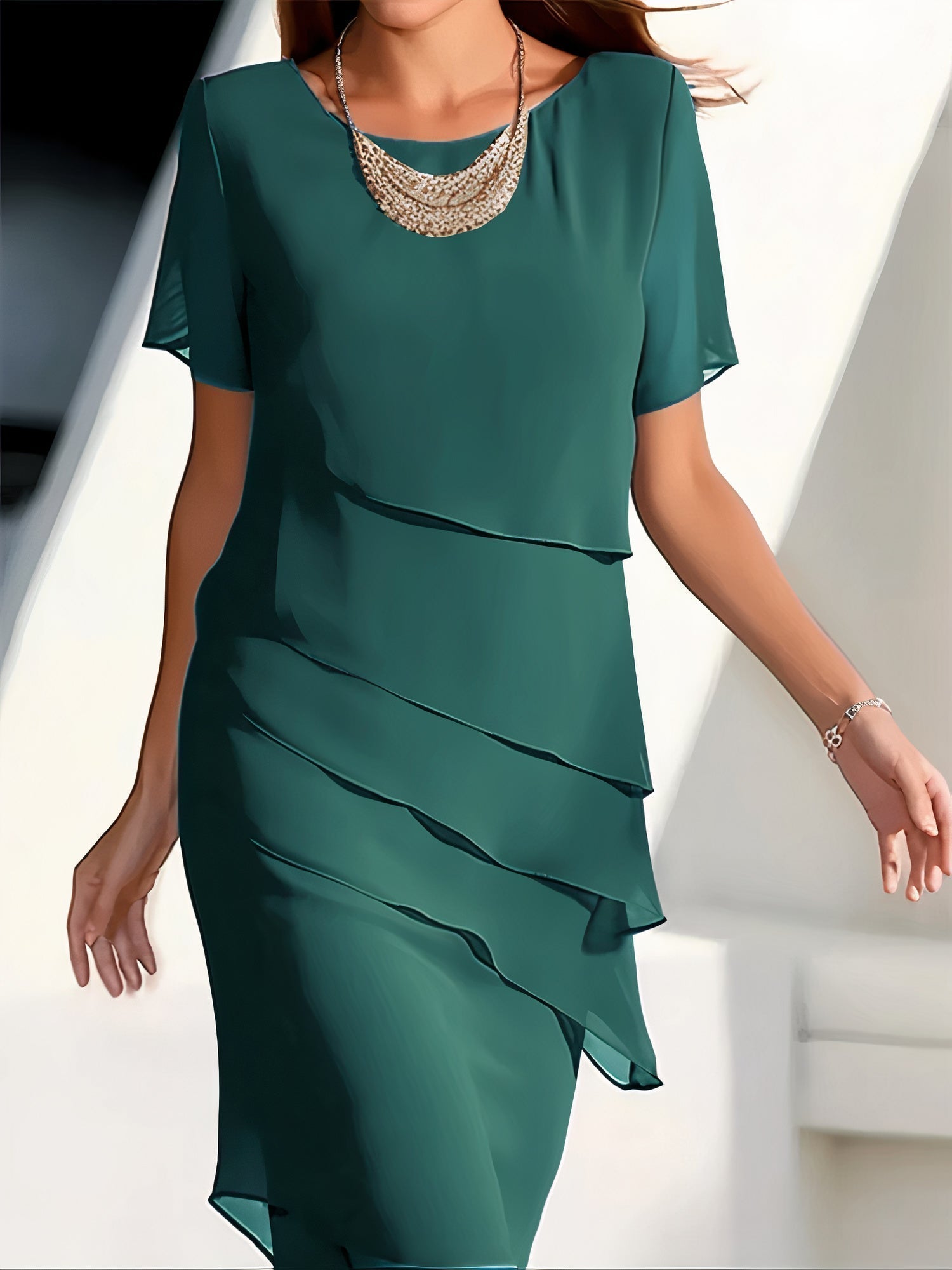 Luxe Collection Tiered Chiffon Dress Exclusive Timeless Elegance Quiet Luxury