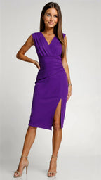 Timeless Luxe Crepe V Neck Sleeveless Midi Dress Limited Edition Exclusive Collection