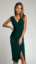 Timeless Luxe Crepe V Neck Sleeveless Midi Dress Limited Edition Exclusive Collection