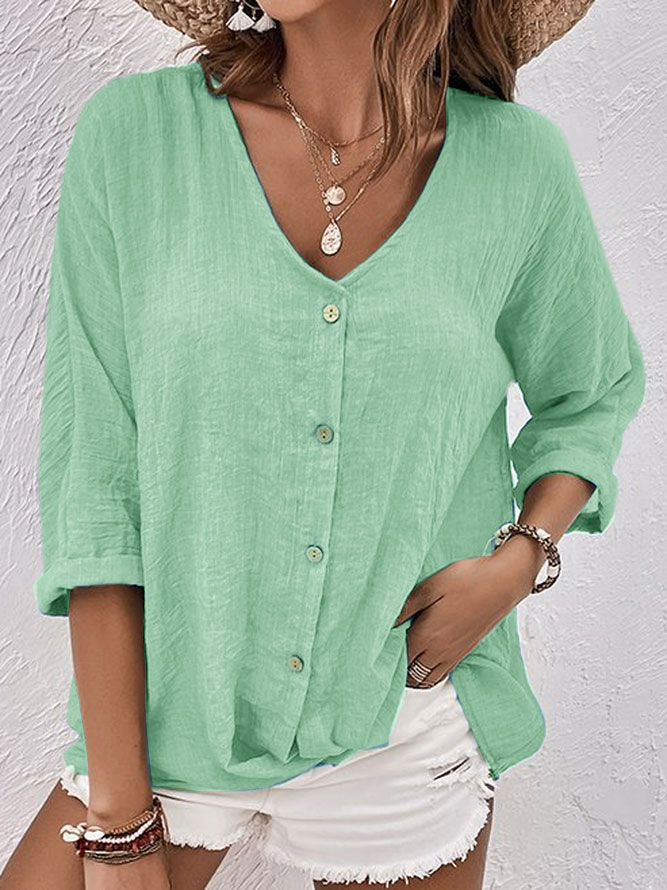 Mila V Neck Fall Shirt Women Luxe Cotton Collection Signature Limited Edition