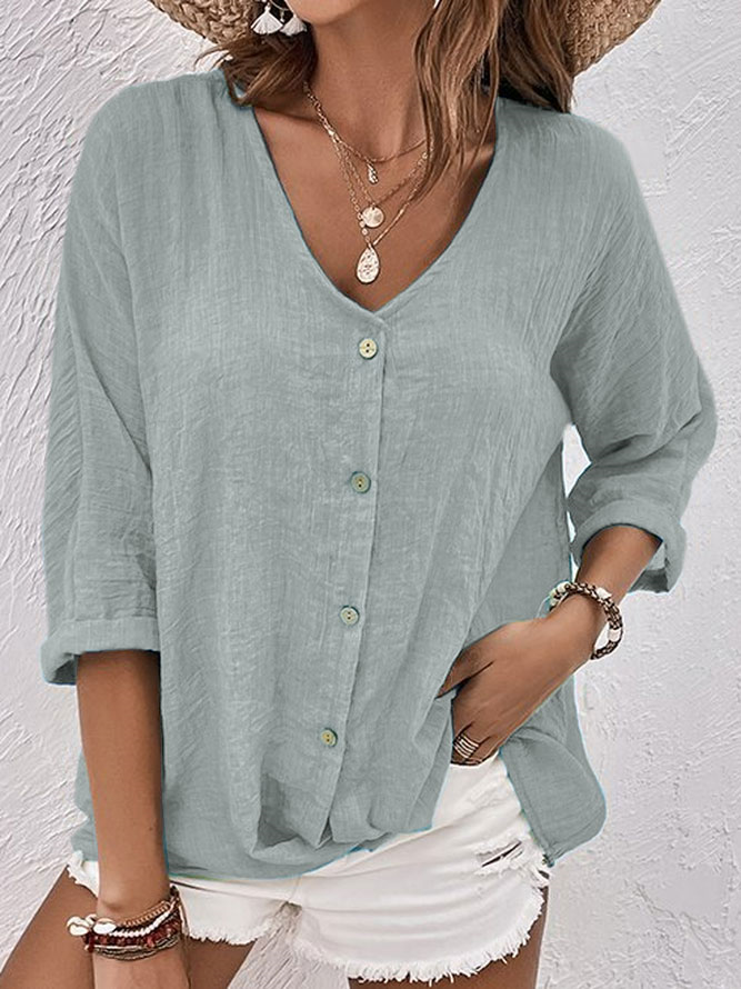 Mila V Neck Fall Shirt Women Luxe Cotton Collection Signature Limited Edition