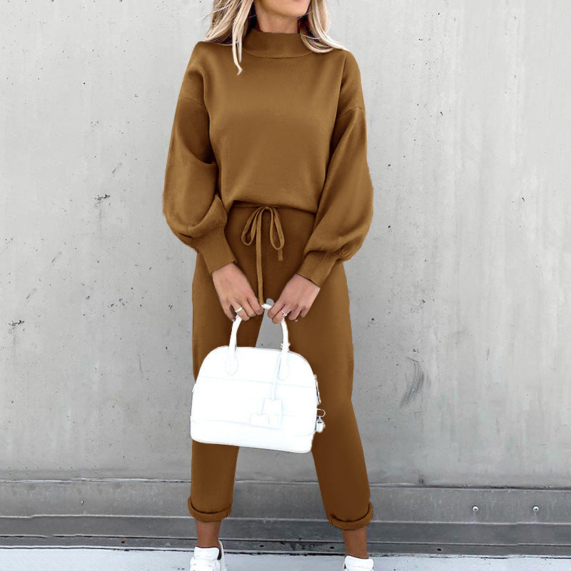 Heritage Atelier Luxe Lounge Exclusive Loungewear Set Balloon Sleeve Top Trousers