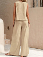 Luxe Crepe Exclusive Summer Collection Two Piece Top And Trousers Set Elite