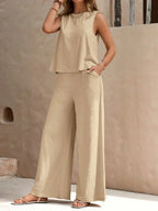 Luxe Crepe Exclusive Summer Collection Two Piece Top And Trousers Set Elite