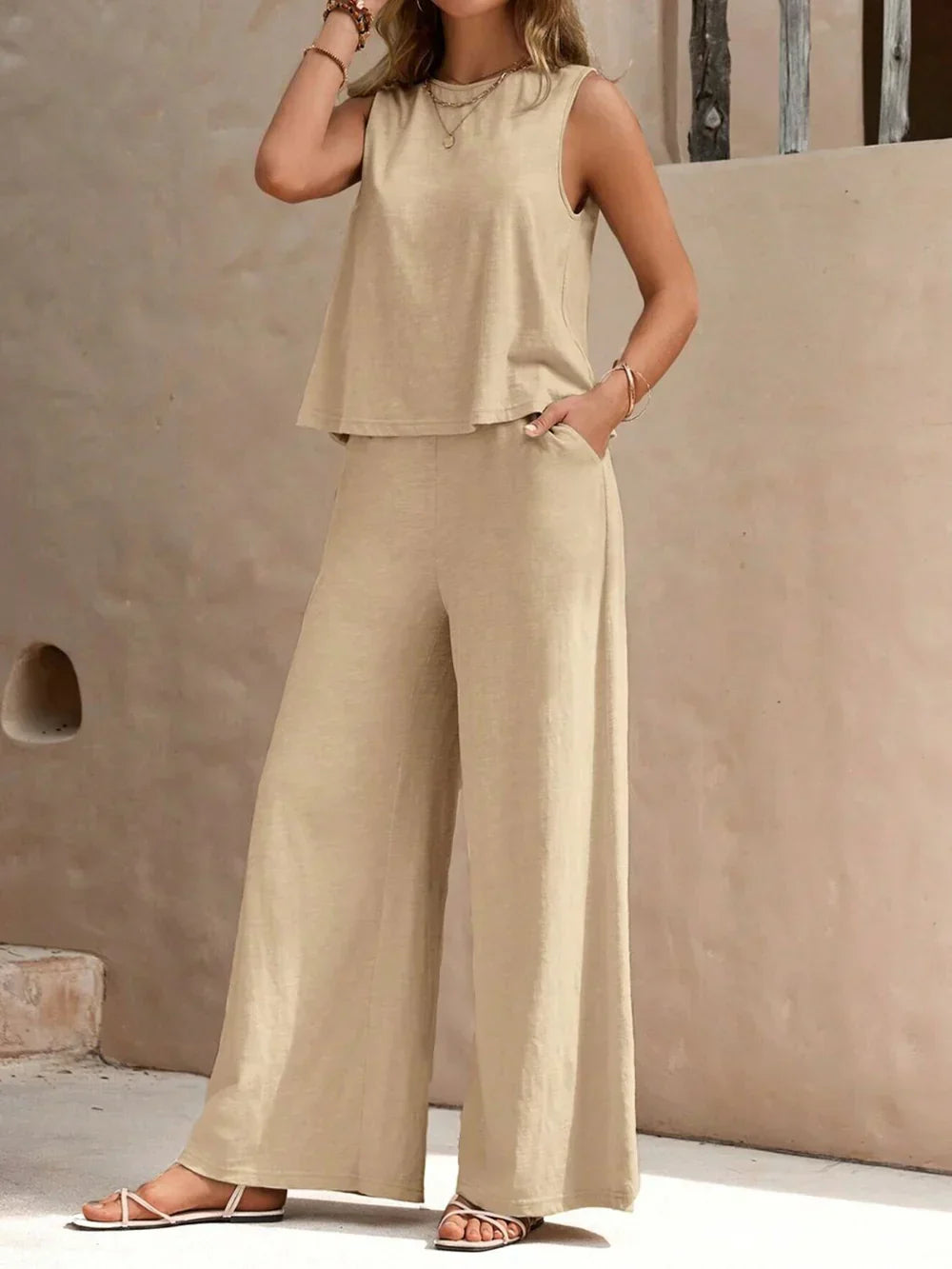 Luxe Crepe Exclusive Summer Collection Two Piece Top And Trousers Set Elite