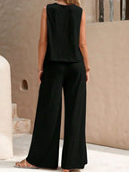 Luxe Crepe Exclusive Summer Collection Two Piece Top And Trousers Set Elite