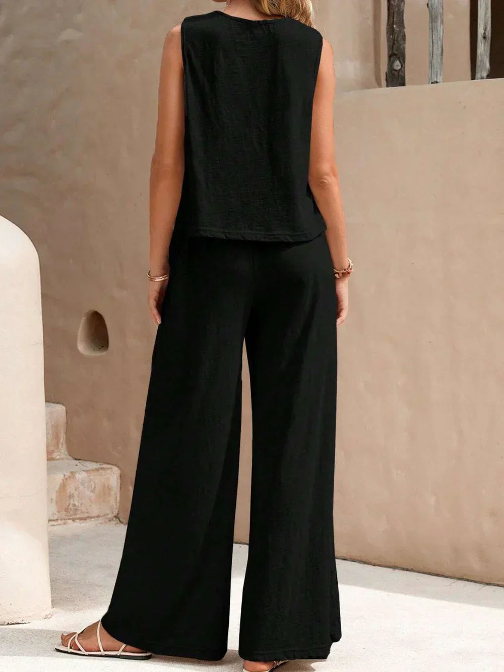 Luxe Crepe Exclusive Summer Collection Two Piece Top And Trousers Set Elite